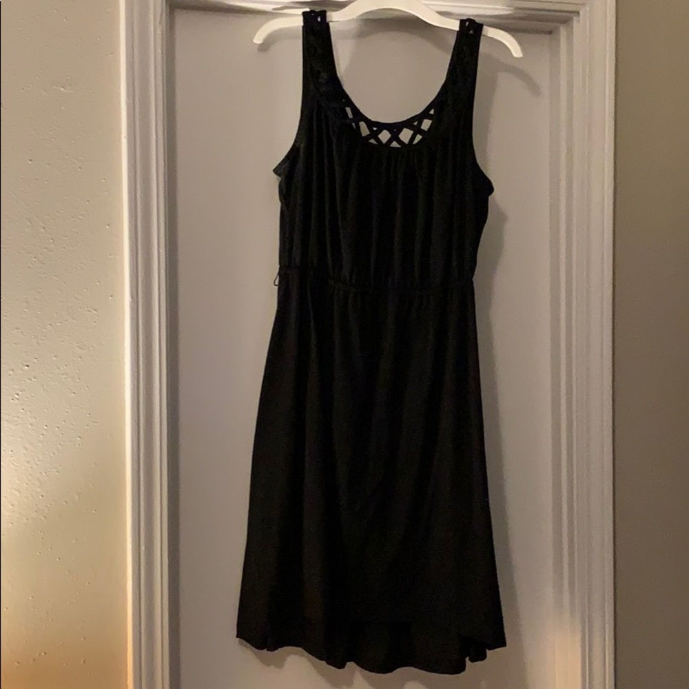 Black Cotton Mini Dress